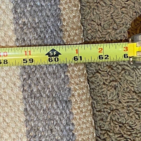 VTG Wool Hand Woven Table Runner Topper Small Rug 61 X 21 Neutral Earth Chunky - Picture 11 of 13